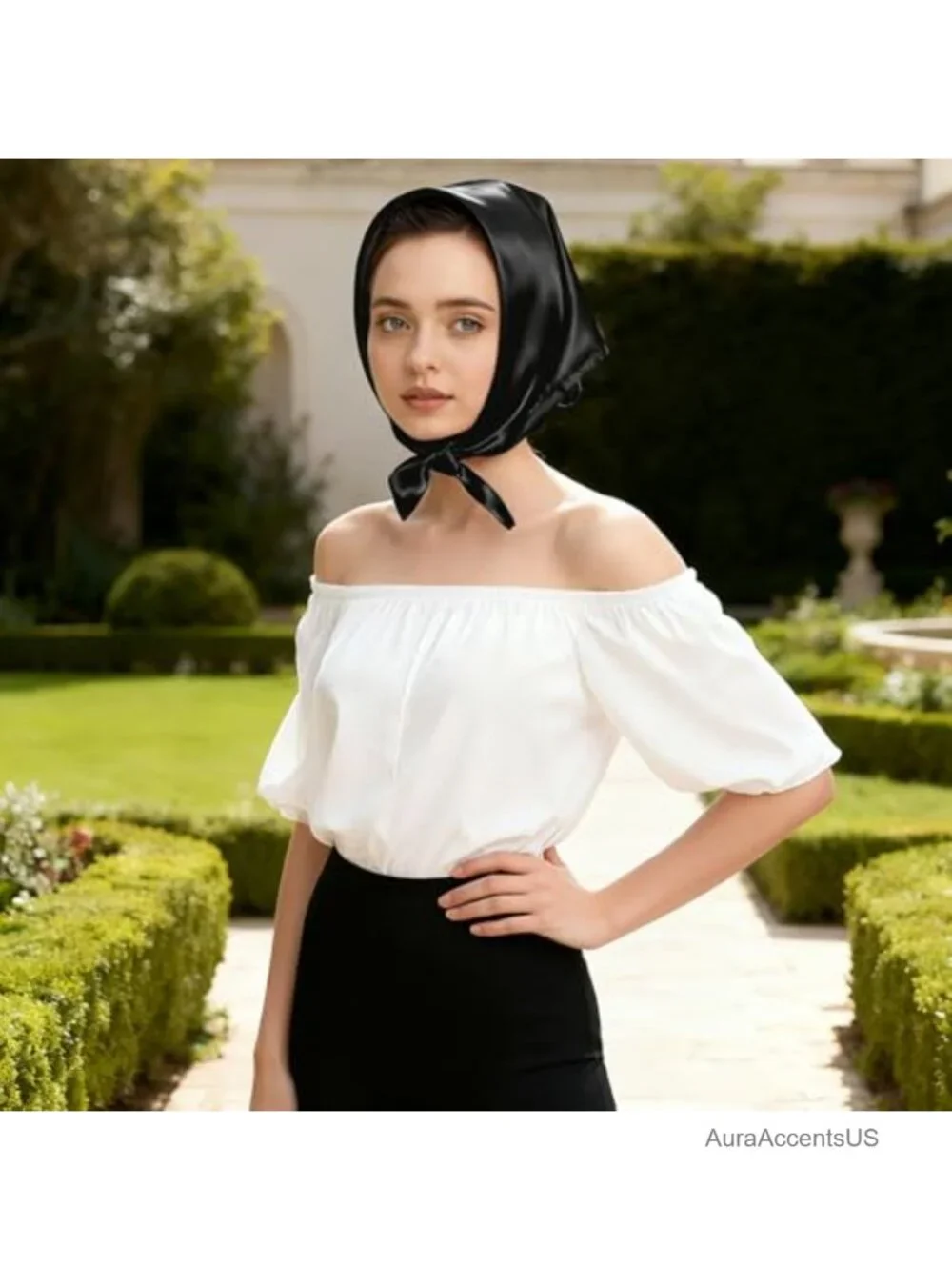 Satin Scarf Square Neck Scarf Lightweight Silk Scarf for Women
